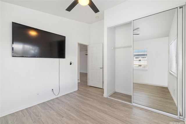87-1106 Oheohe St, Waianae, HI 96792 - unfurnished bedroom featuring light wood finished floors, a closet, and ceiling fan
