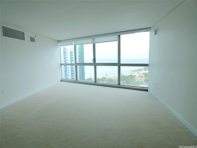 1177 Queen St Unit 3405, Honolulu, HI 96814 - carpeted empty room featuring expansive windows and baseboards
