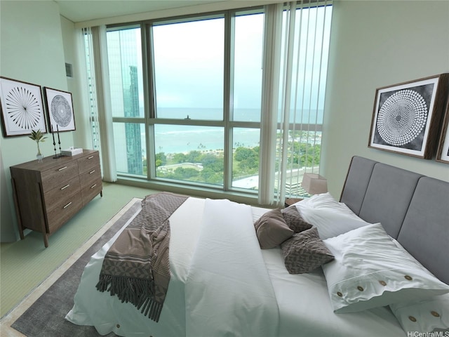 1177 Queen St Unit 3405, Honolulu, HI 96814 - bedroom with multiple windows, carpet floors, and a water view