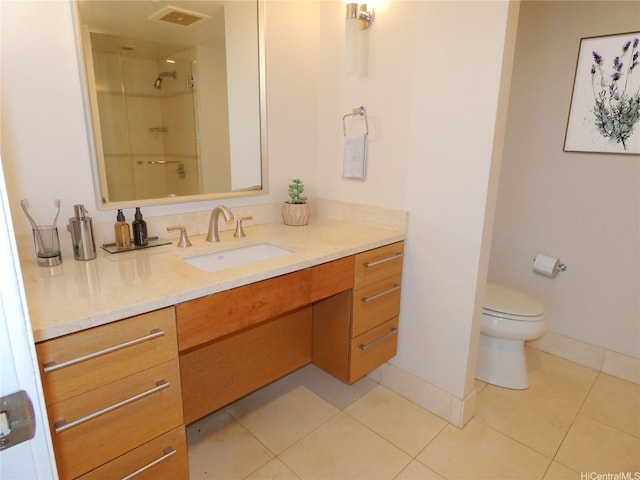 1177 Queen St Unit 3405, Honolulu, HI 96814 - bathroom featuring vanity, tile patterned flooring, and a shower with door