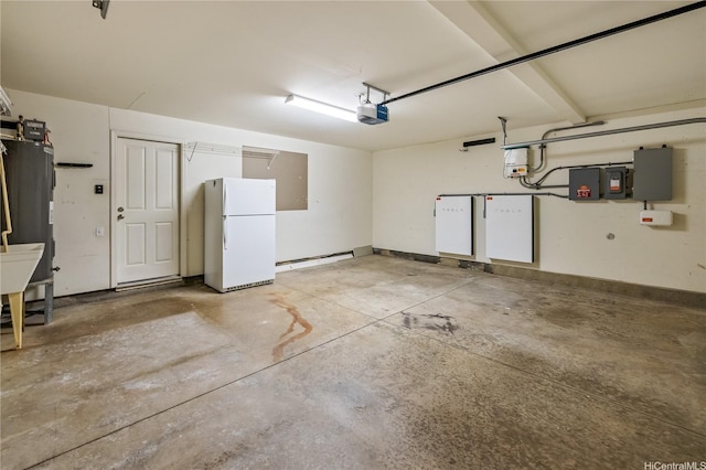 91-324 Kailike Pl, Ewa Beach, HI 96706 - garage with freestanding refrigerator, water heater, and a garage door opener