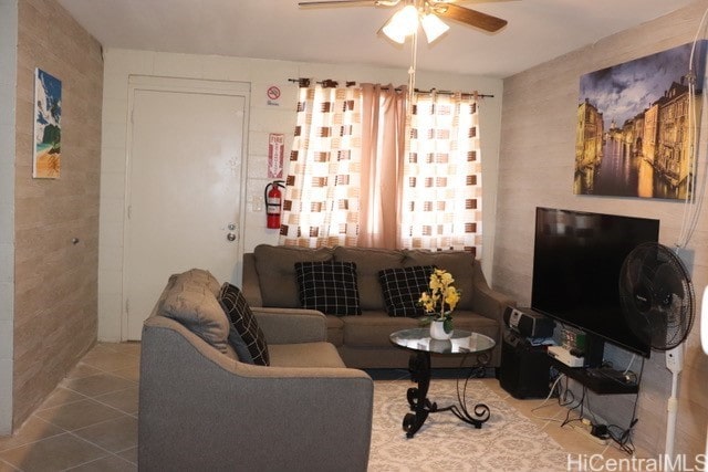 94-245 Leowahine St Unit 3009, Waipahu, HI 96797 - living area with a ceiling fan and tile patterned flooring