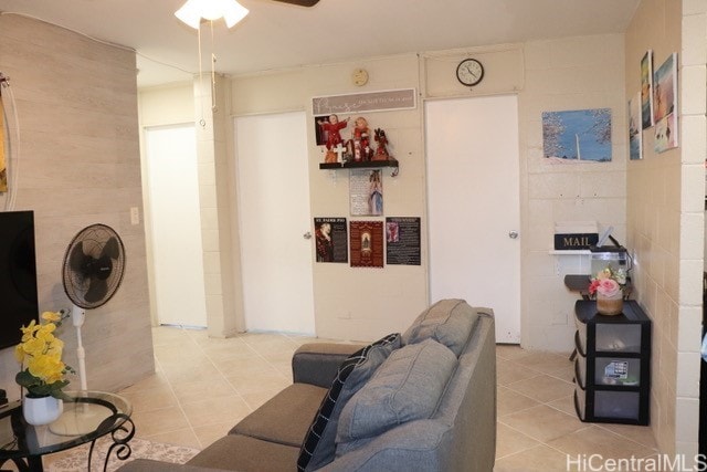 94-245 Leowahine St Unit 3009, Waipahu, HI 96797 - living room featuring light tile patterned floors and ceiling fan