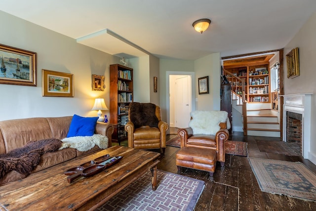 living room featuring dark hardwood / wood-style floors