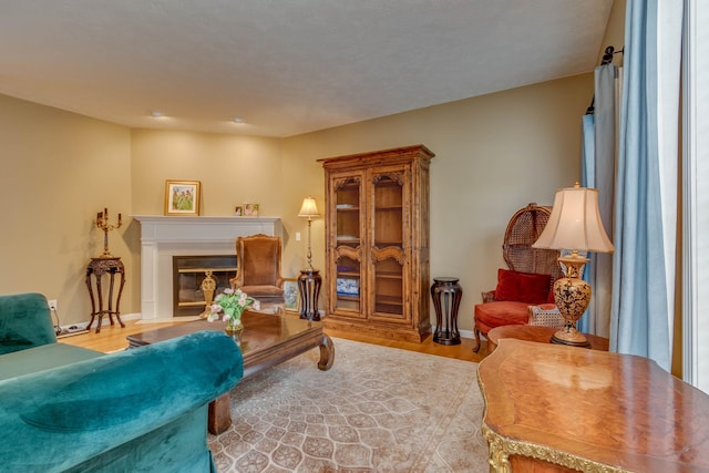 living room with light hardwood / wood-style floors