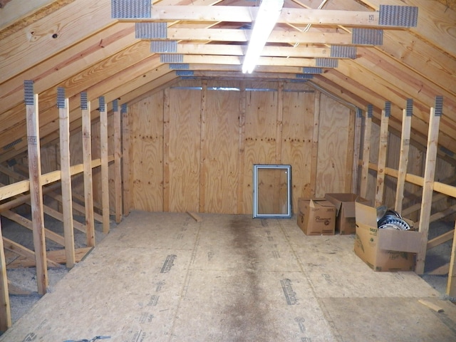 view of unfinished attic