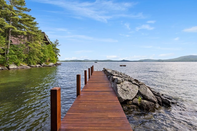 dock area with a water and mountain view