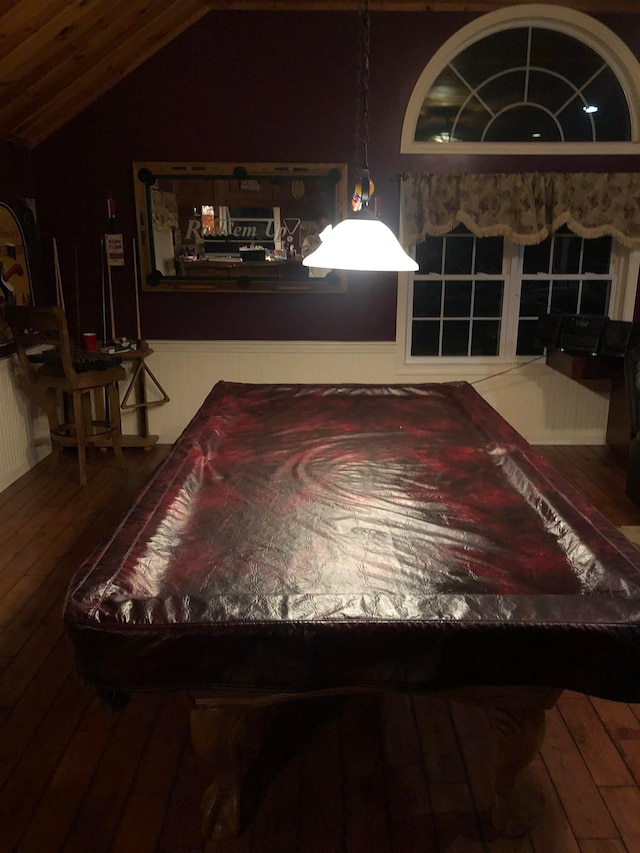 interior space featuring billiards and hardwood / wood-style floors