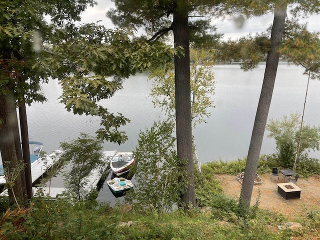 water view with a boat dock