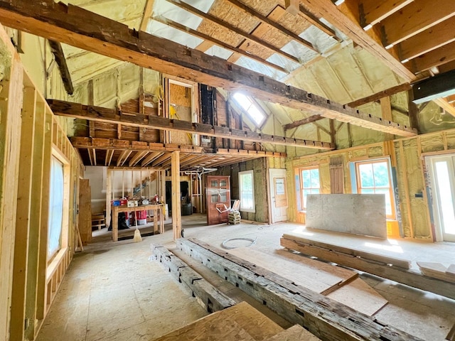 miscellaneous room featuring vaulted ceiling