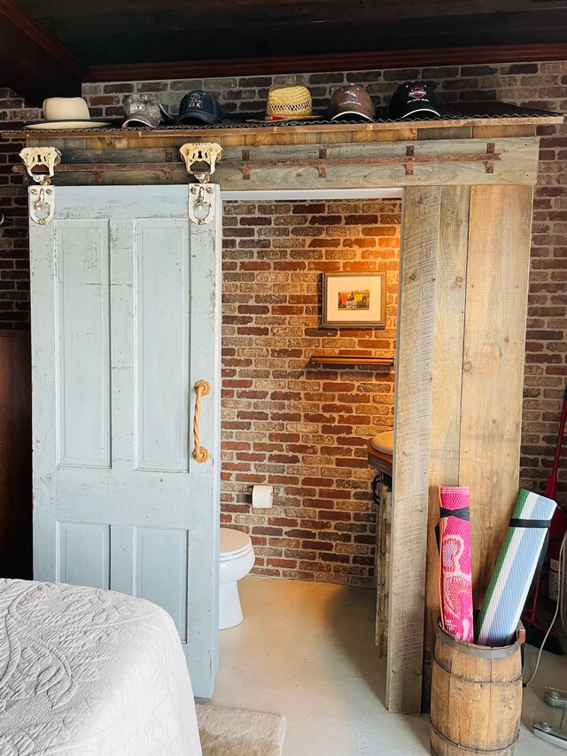 43 Jackson Lodge Rd, Canaan, VT 05903 - bedroom featuring brick wall