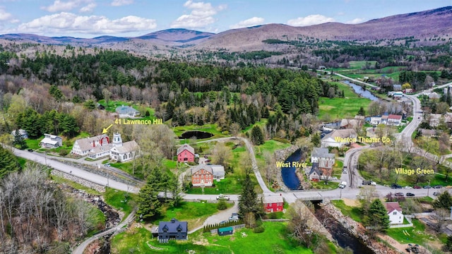 41 Lawrence Hill Rd, Weston, VT 05161 - aerial view of property and surrounding area featuring a mountain backdrop and a forest