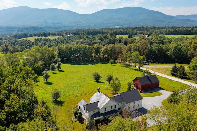 drone / aerial view featuring a mountain view