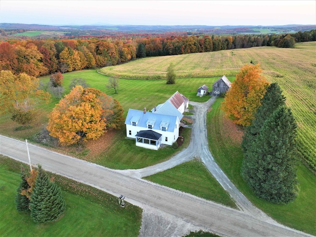 aerial view with a rural view