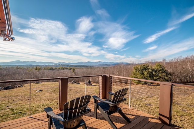 deck with a mountain view