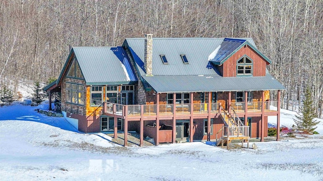 view of front of home with a deck