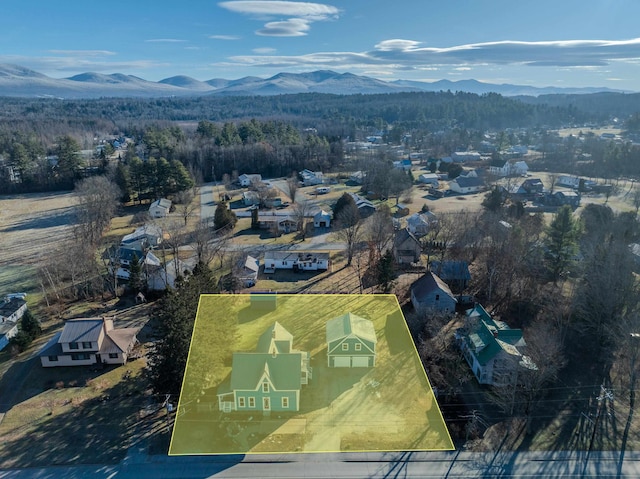 aerial view featuring a mountain view