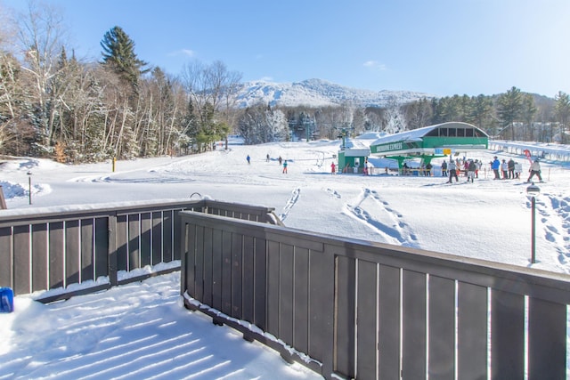 exterior space featuring a mountain view