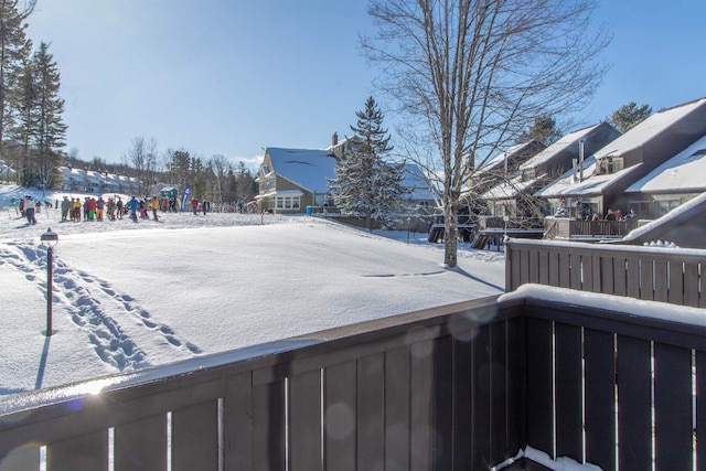 view of yard covered in snow