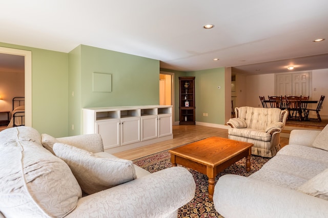 living room with light wood-type flooring