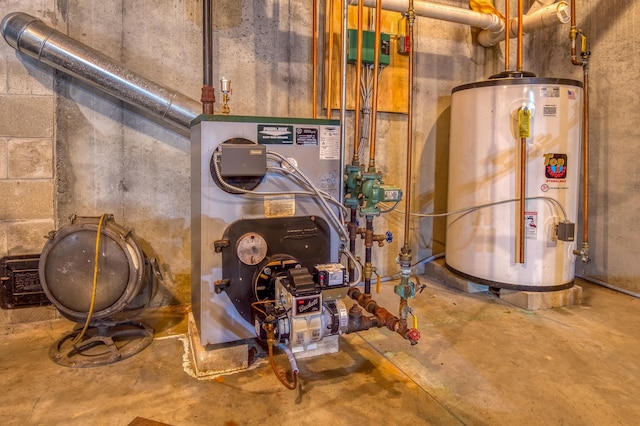 utility room with gas water heater