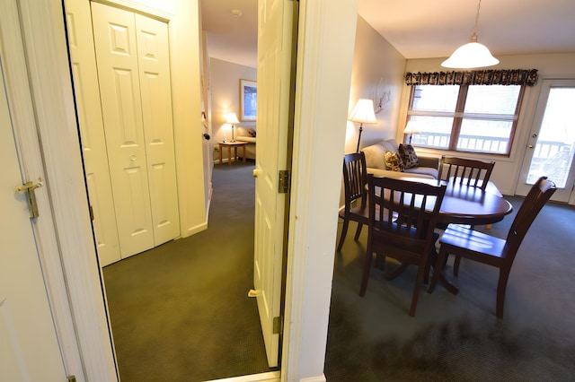 view of carpeted dining room