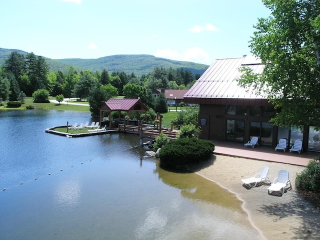 exterior space featuring a mountain view and a gazebo