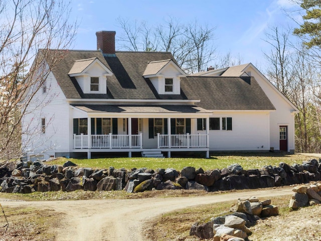 cape cod house featuring a porch