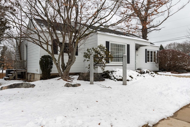 view of snow covered property