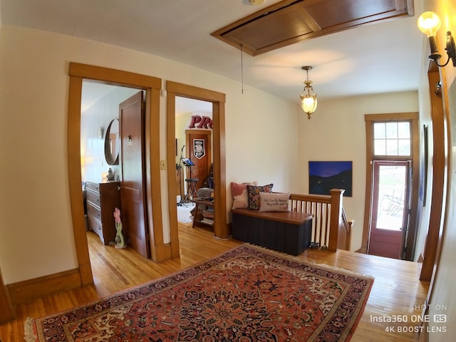 foyer with light wood-type flooring