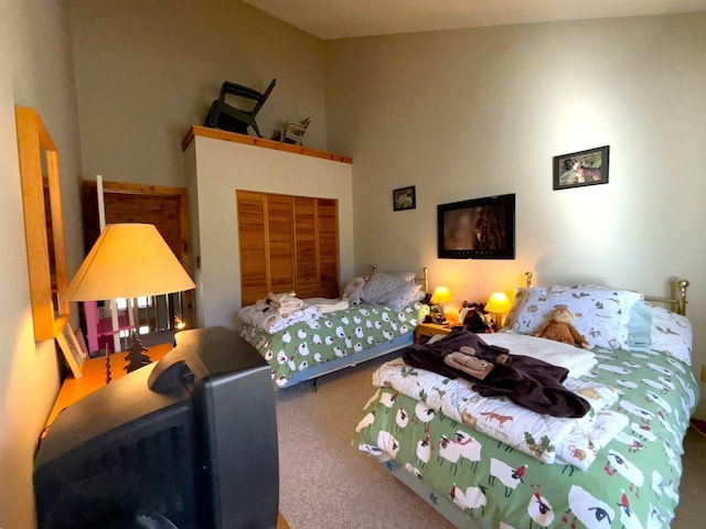 bedroom featuring carpet floors and a closet