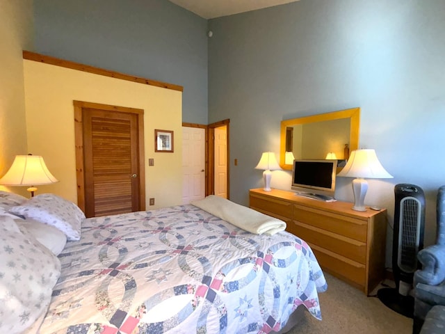 carpeted bedroom with a closet