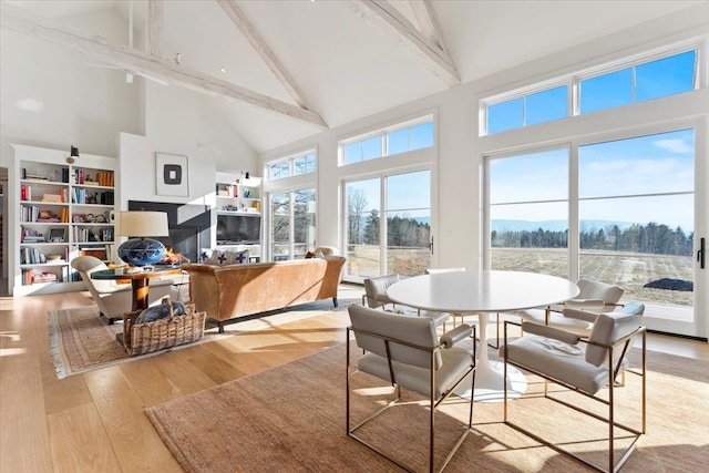 sunroom / solarium with beamed ceiling