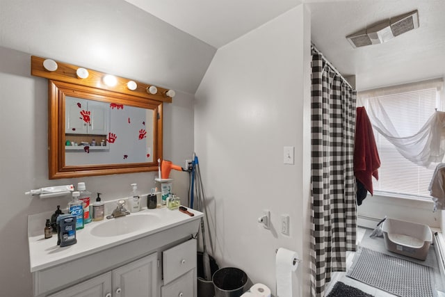 bathroom with vanity and tile floors