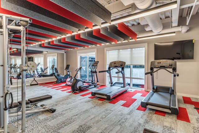 gym featuring carpet