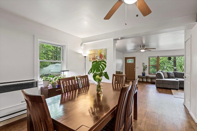 dining area with hardwood / wood-style flooring and a wealth of natural light