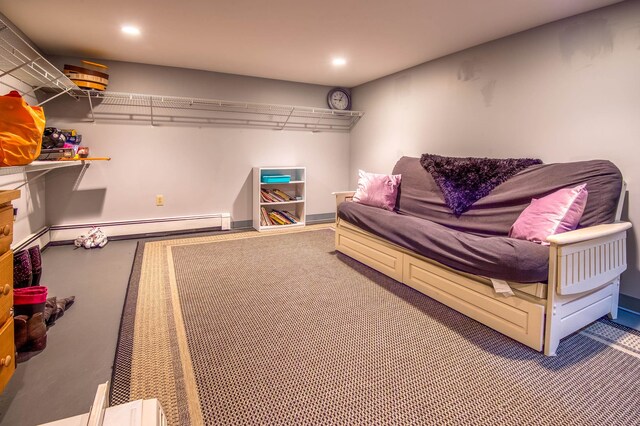 bedroom featuring a baseboard radiator