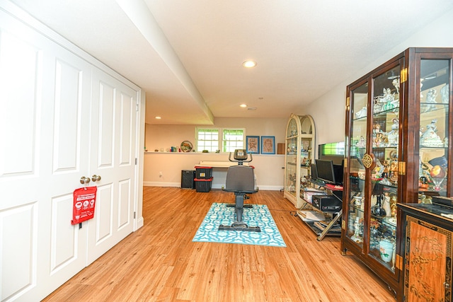 office space featuring light hardwood / wood-style floors