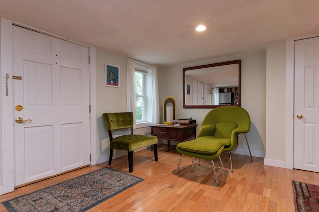 living area featuring light hardwood / wood-style floors