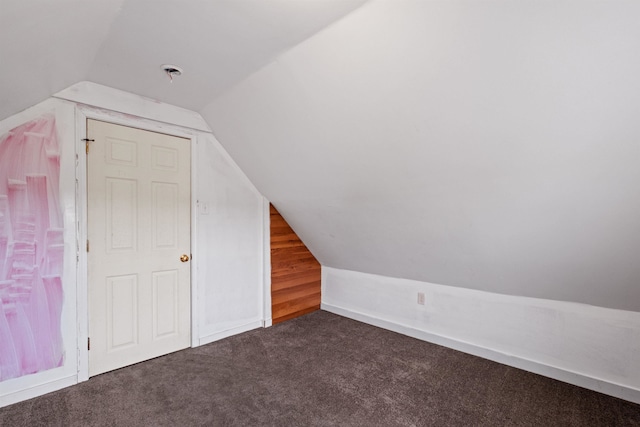 additional living space featuring carpet flooring and vaulted ceiling