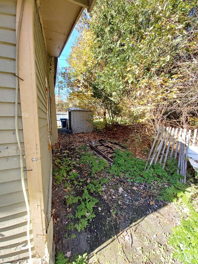 view of yard with a shed