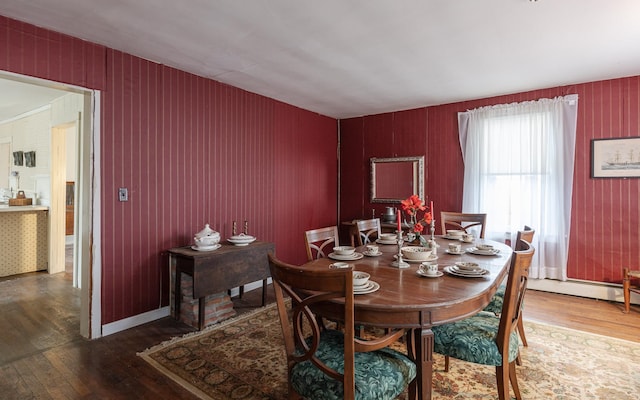 dining area with hardwood / wood-style flooring