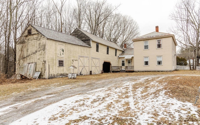 view of snow covered property