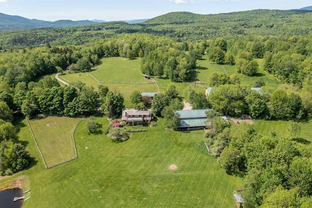 bird's eye view with a mountain view and a rural view