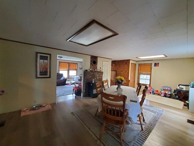 dining area with light wood-type flooring