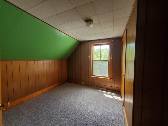 additional living space with carpet flooring and vaulted ceiling