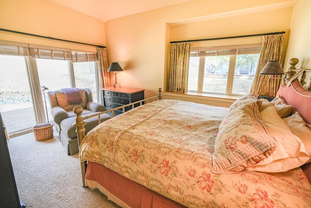 bedroom with carpet floors and access to outside