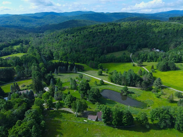 aerial view with a water and mountain view