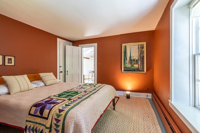 bedroom featuring baseboards and baseboard heating