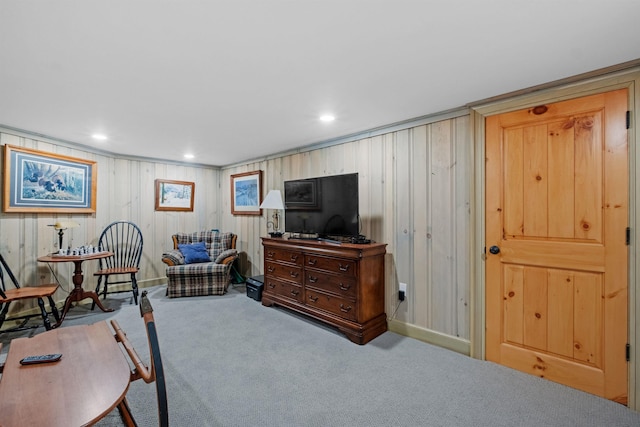 interior space featuring carpet and recessed lighting